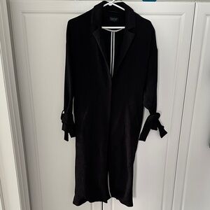 Topshop Black Ribbed Open-Front Jacket with Contrast Trim